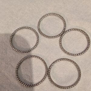 Vintage Set Of 5 Elegant Silver-Toned Women's Stackable Ring Set Size 9